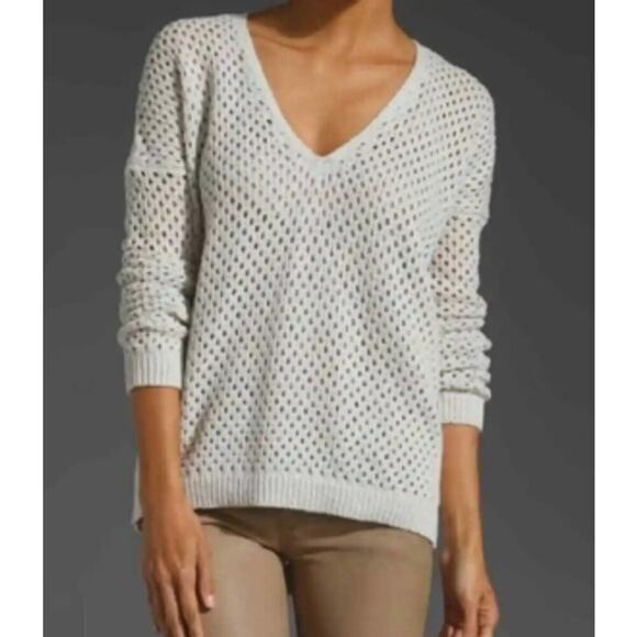 Theory open knit sweater womens Size small white breathable beachy boho Coastal - Picture 1 of 11